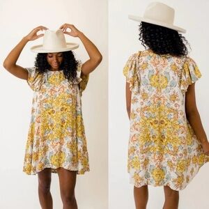 Free People Yara Printed Mini dress in the Tea Combo colorway. SP -Med